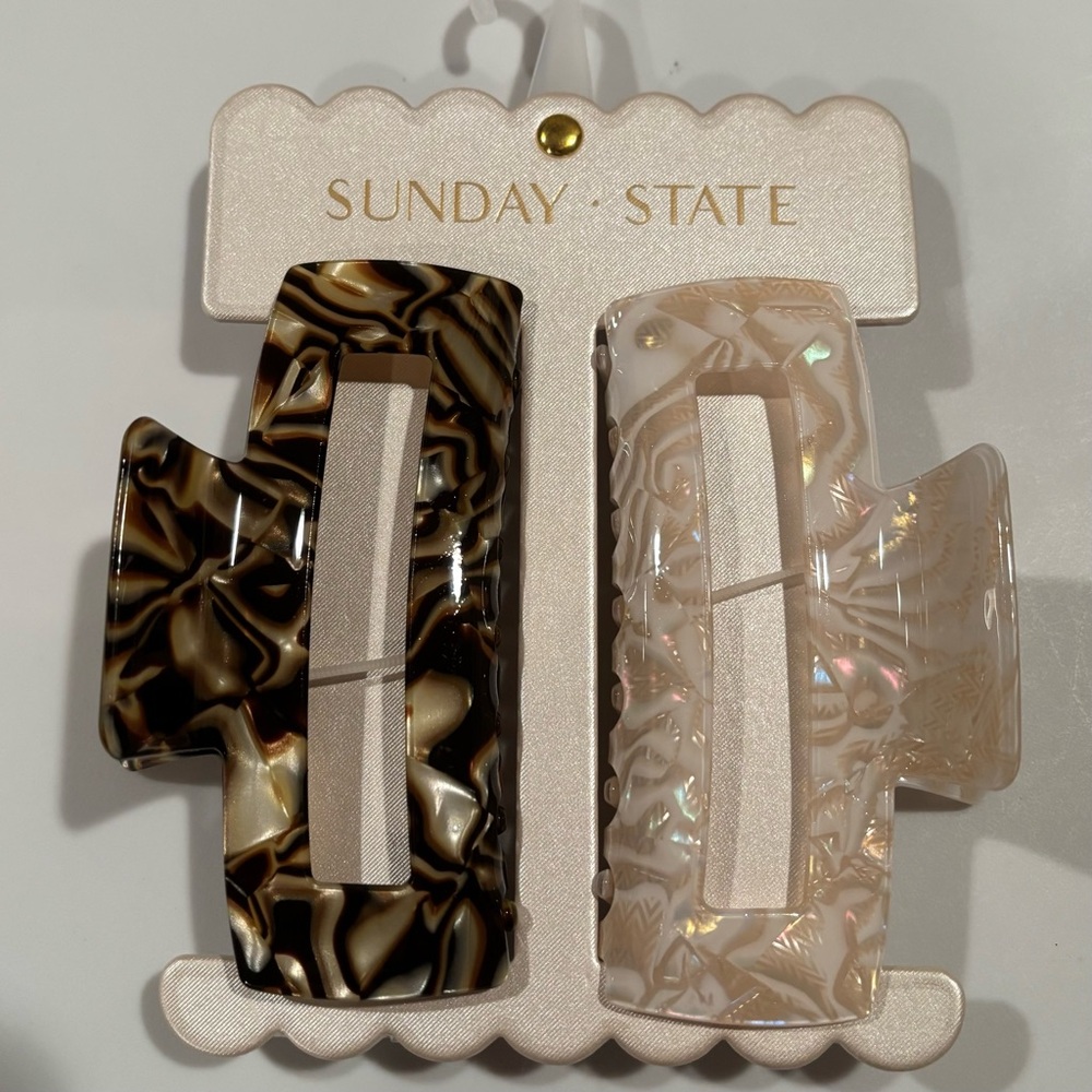 Sunday State large hair claw clips / tortoise shell and pearl / NEW with tags